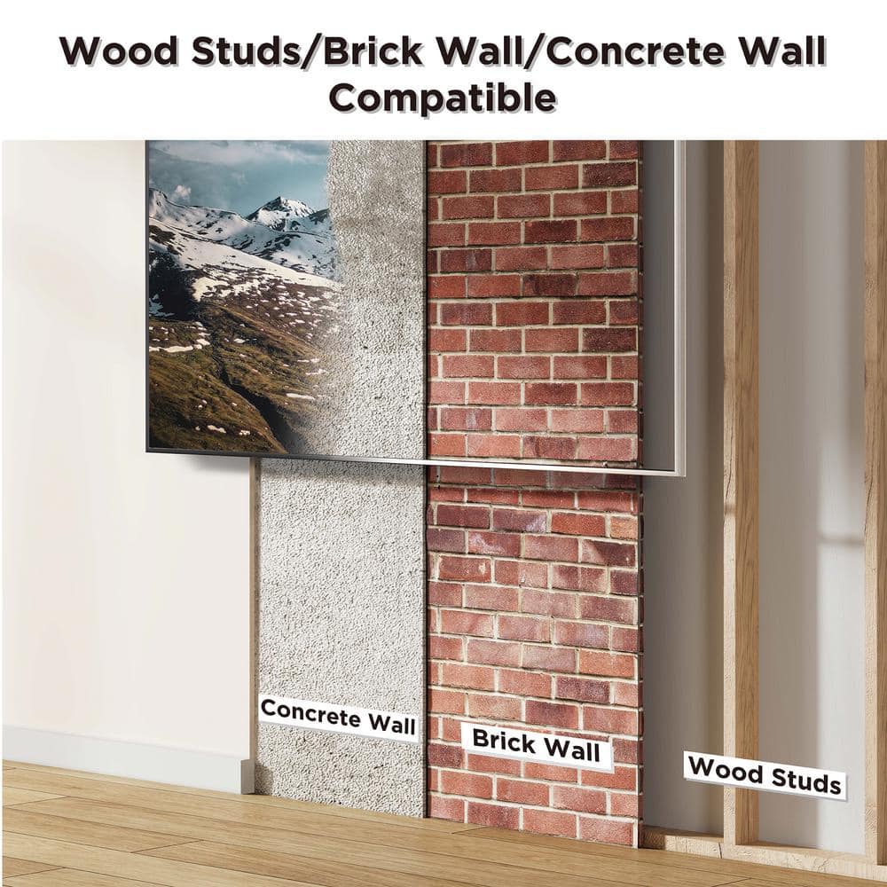 Low-Profile Black Steel Tilting TV Wall Mount for 37"-70" Flat Panels