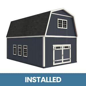 Professionally Installed Ashland 16 ft. W x 24 ft. D 2-Story Wood Storage Shed with Gray Shingles (384 Sq. Ft.)