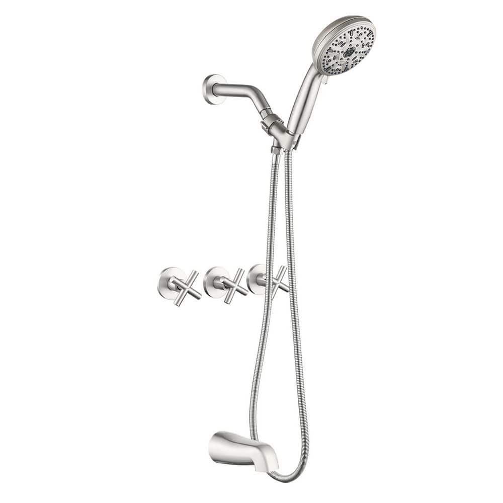 3-Handle 2-Spray Tub and Shower Faucet with 10 Functions Handheld Shower 2.5 GPM in Brushed Nickel Valve Included price history on PriceWatchPro