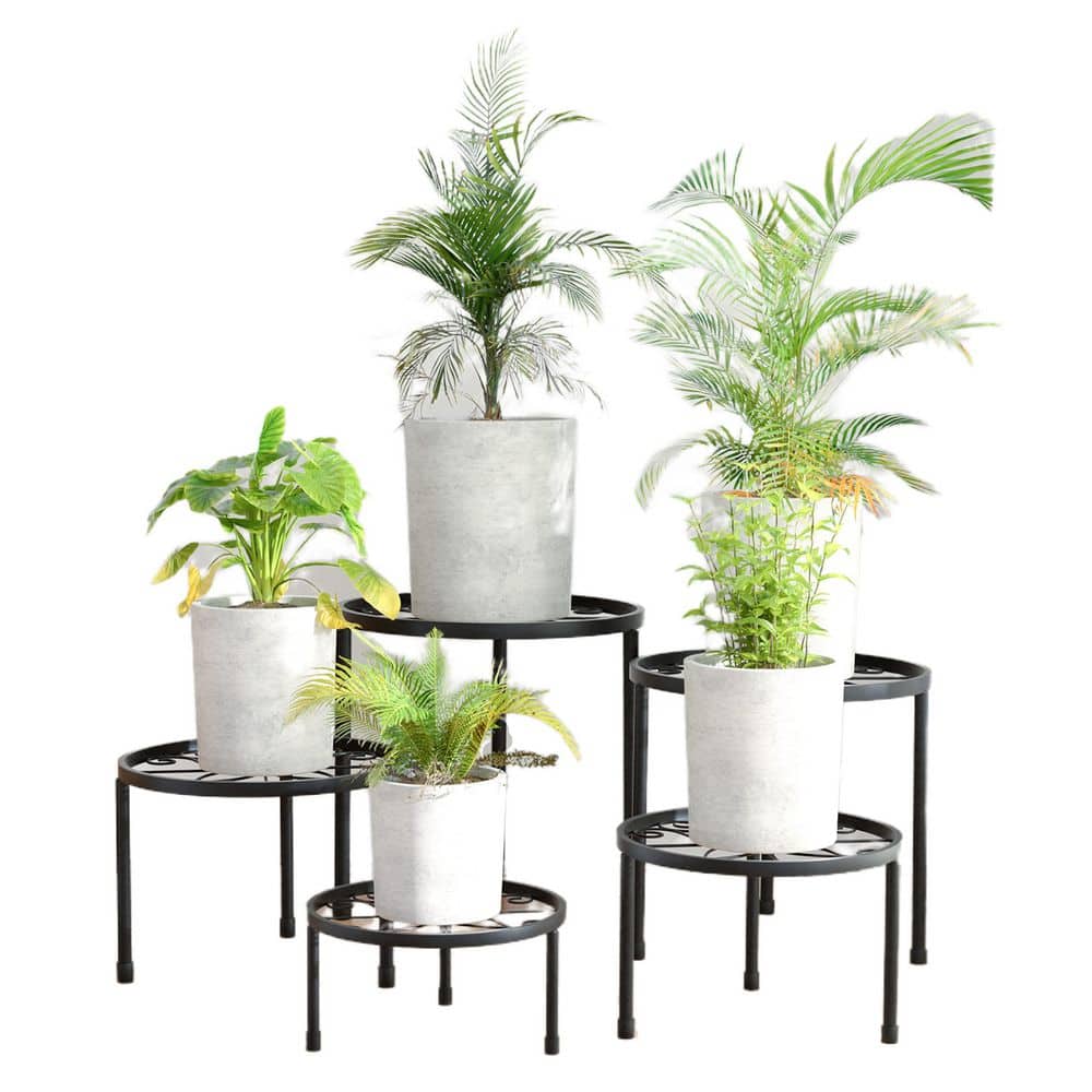 Black Heavy Duty Iron Plant Stands with Anti-Rust Design for Multiple Plants Indoor and Outdoor Use (5-Pack) price history on PriceWatchPro