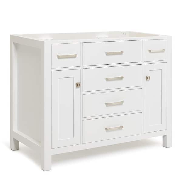 ARIEL Bristol 42 in. W x 21.5 in. D x 34.5 in. H Freestanding Bath Vanity Cabinet without Top in White