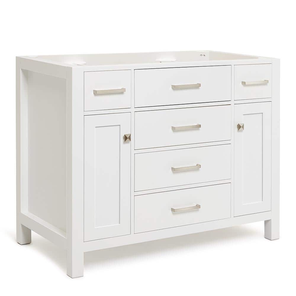 White Solid Wood 42" Freestanding Single Vanity Cabinet