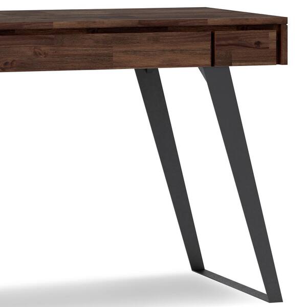 Simpli Home Erina Solid Acacia Wood Flat Top Desk in Distressed Charcoal Brown