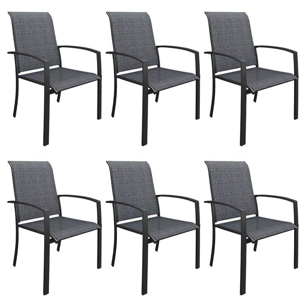 6-Piece Stackable Outdoor Patio Dining Chairs with All-Weather Metal Frame and Breathable Textilene Fabric in Dark Gray price history on PriceWatchPro