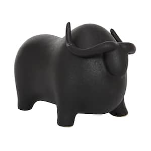 Black Ceramic Bull Sculpture