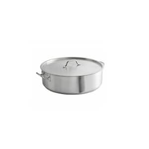 30 qt. Heavy-Duty Silver Stainless-Steel Aluminum-Clad Stock Pot with Lid Cover