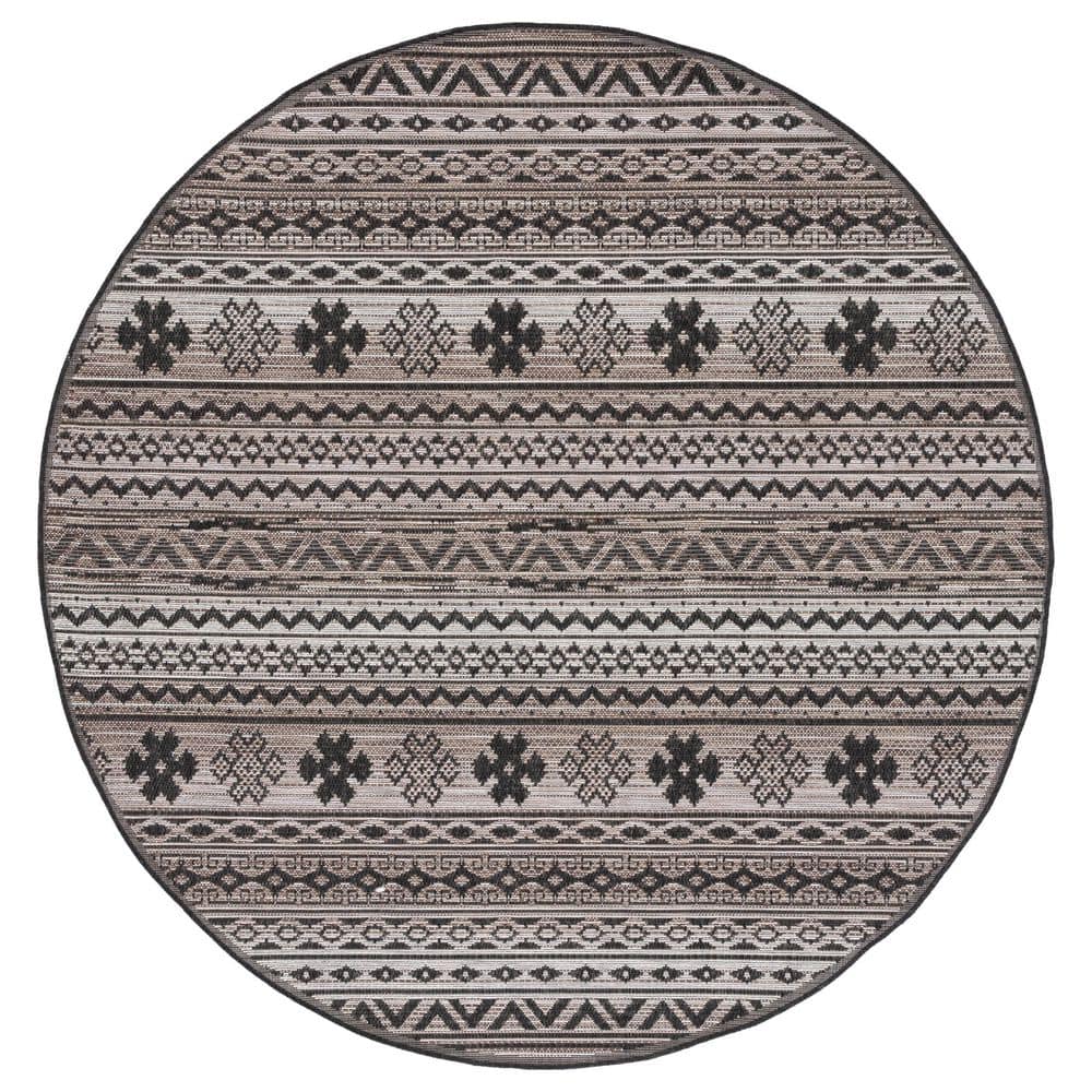 Havana Brown/Black 7 ft. x 7 ft. Tribal Aztec Indoor/Outdoor Round Area Rug price history on PriceWatchPro