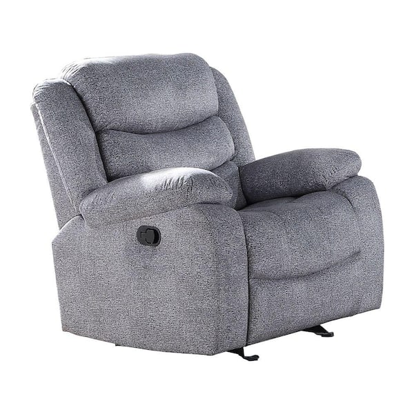 Benjara Gray Fabric Glider Recliner with Power Reclining