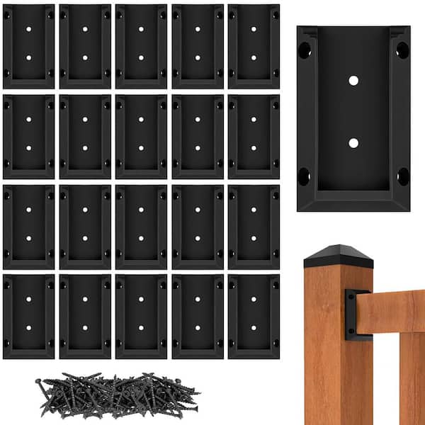 6 in. H x 6 in. W Black Standard Connector Steel Stair Railing Kit (20-Pack)