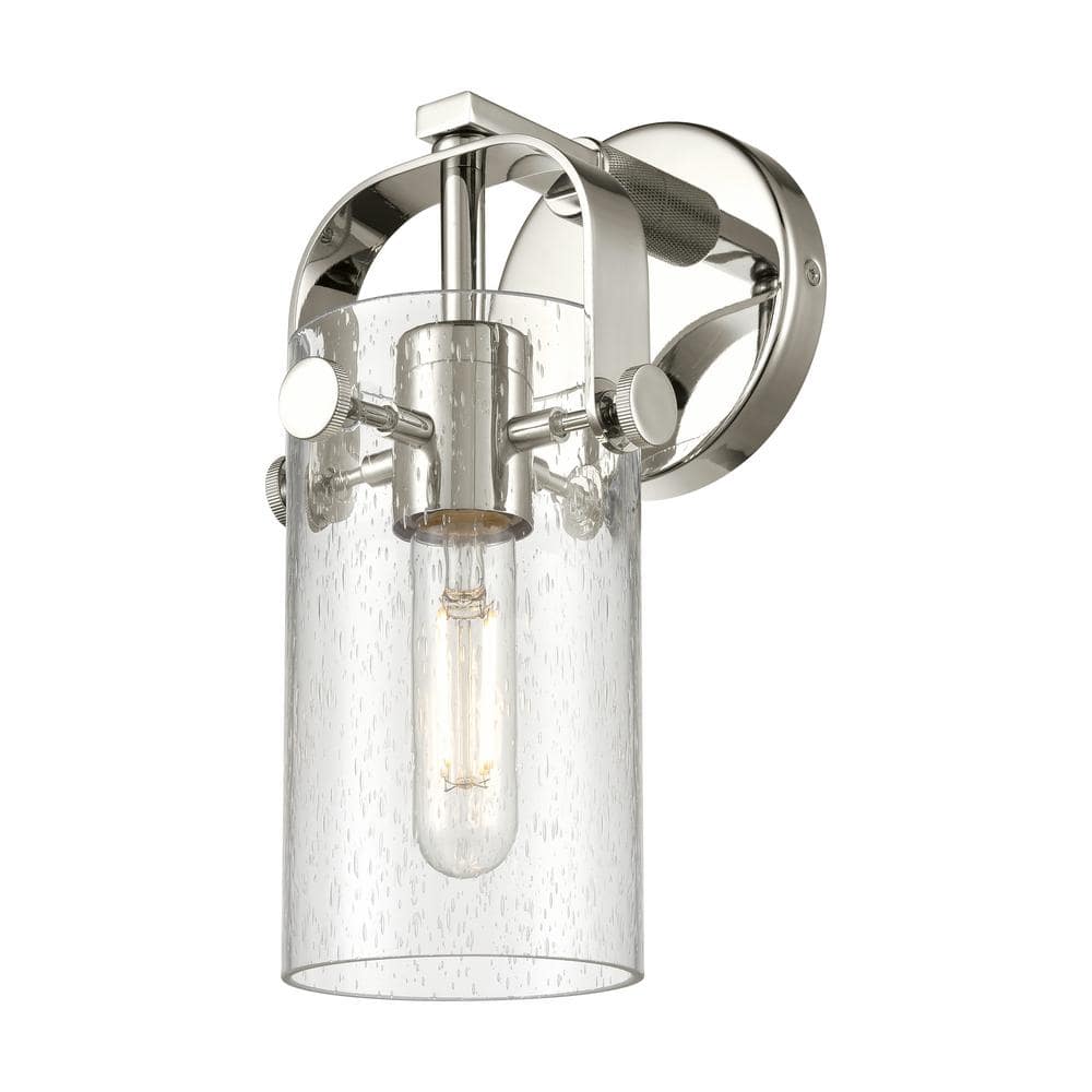 Pilaster II Cylinder 4.5 in. 1-Light Polished Nickel Wall Sconce with Glass Shade price history on PriceWatchPro