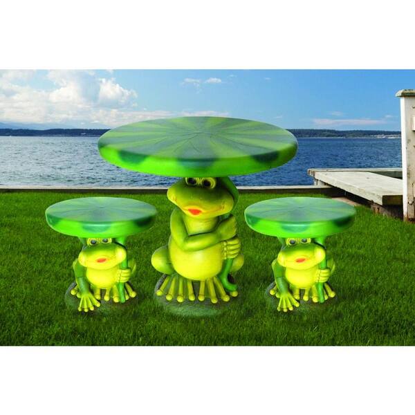 Unbranded 3-Piece Frog with Lilypad Garden Patio Bistro Set
