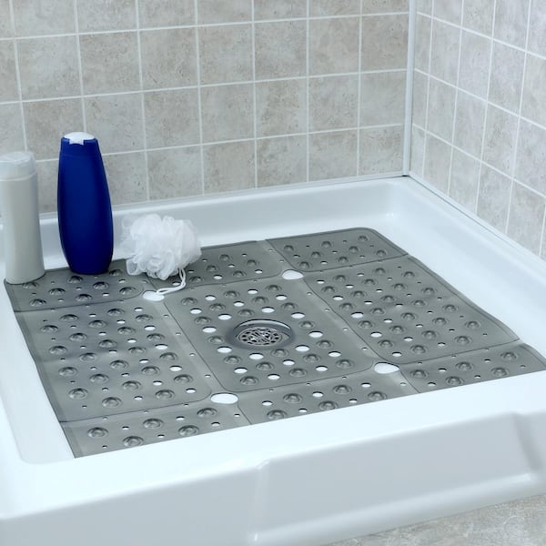 27 in. x 27 in. Extra Large Square Shower Mat in Translucent Gray