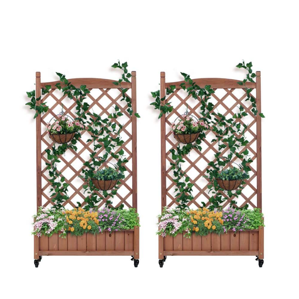 SpassWay Wood 11 in. L x 25 in. W x 42.3 in. H Bed with Trellis 2