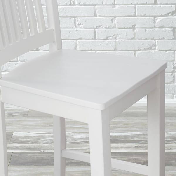 Scottsbury White Wood Bar Stools with Slat Back (Set of 2) (19.14 in. W x 44.52 in. H)