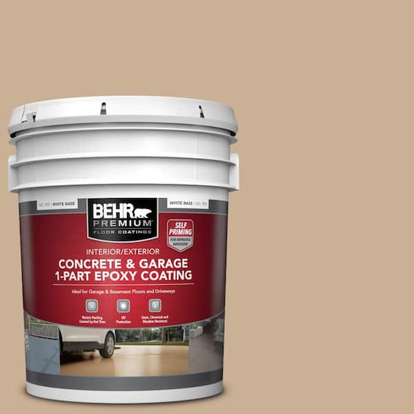 BEHR PREMIUM 5 gal. #N260-3 Polo Tan Self-Priming 1-Part Epoxy Satin Interior/Exterior Concrete and Garage Floor Paint
