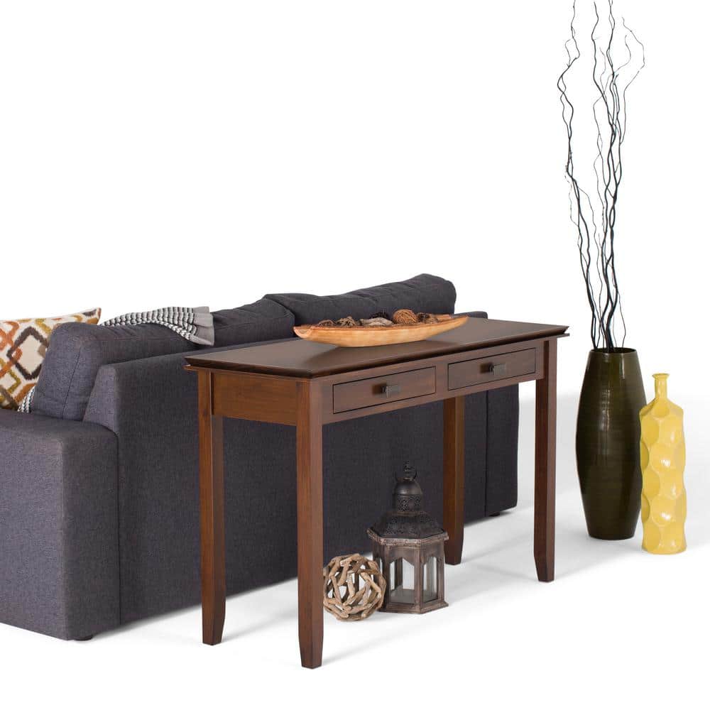 Artisan Transitional Solid Wood Console Table with Storage in Russet Brown