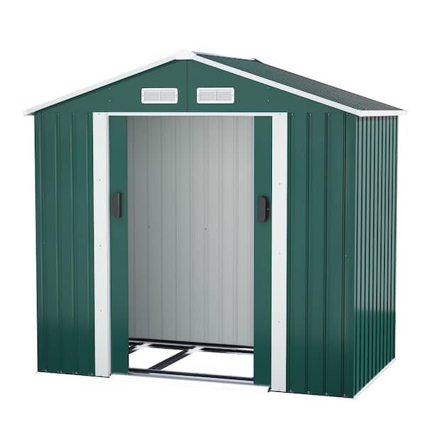 JAXPETY 7 ft. W x 4.2 ft. D Outdoor Metal Storage Shed Tool Organizer for Backyard Garden with Sliding Door(29.4 sq. ft.)