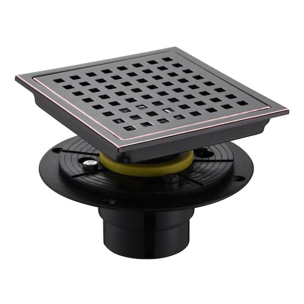LUXIER 6 in. x 6 in. Stainless Steel Square Shower Drain in Oil Rubbed Bronze