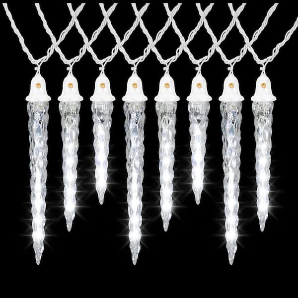 LightShow 11 in. to 9 in, 7 in. to 8 in. White Christmas Shooting Star Light String Icicle Bulbs