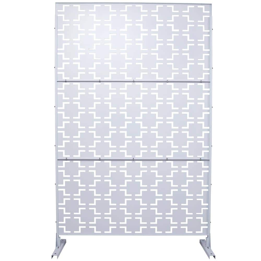 6.3 ft. x 4 ft. White Steel Freestanding Flat Flat Top Decorative Privacy Screen Metal Fence Panel price history on PriceWatchPro
