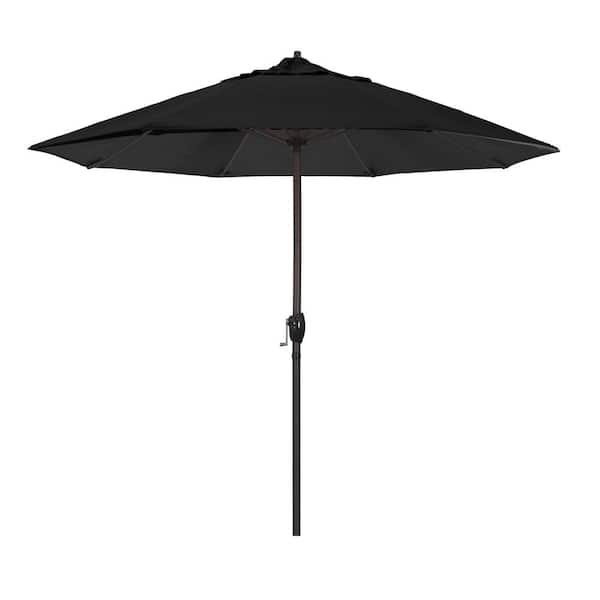 California Umbrella 9 ft. Aluminum Auto Tilt Patio Umbrella in Black Olefin