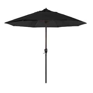 9 ft. Aluminum Market Auto Tilt Crank Lift Bronze Patio Umbrella in Black Pacifica