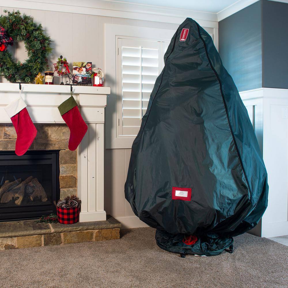 Green Polyester Upright Christmas Tree Storage Bag with Rolling Stand