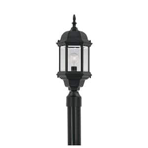 Erving 1-Light Black Cast Aluminum Line Voltage Outdoor Weather Resistant Post Light with No Bulb Included
