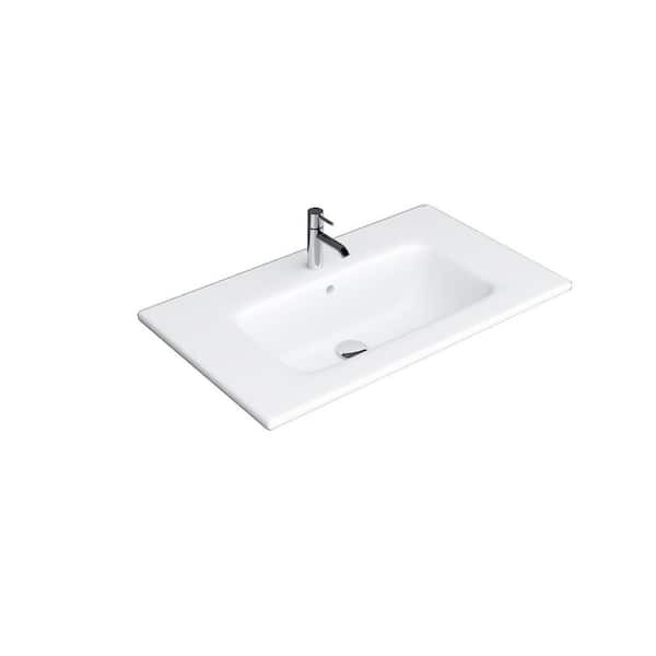 Joy 32 in. Drop-In Bathroom Sink in White