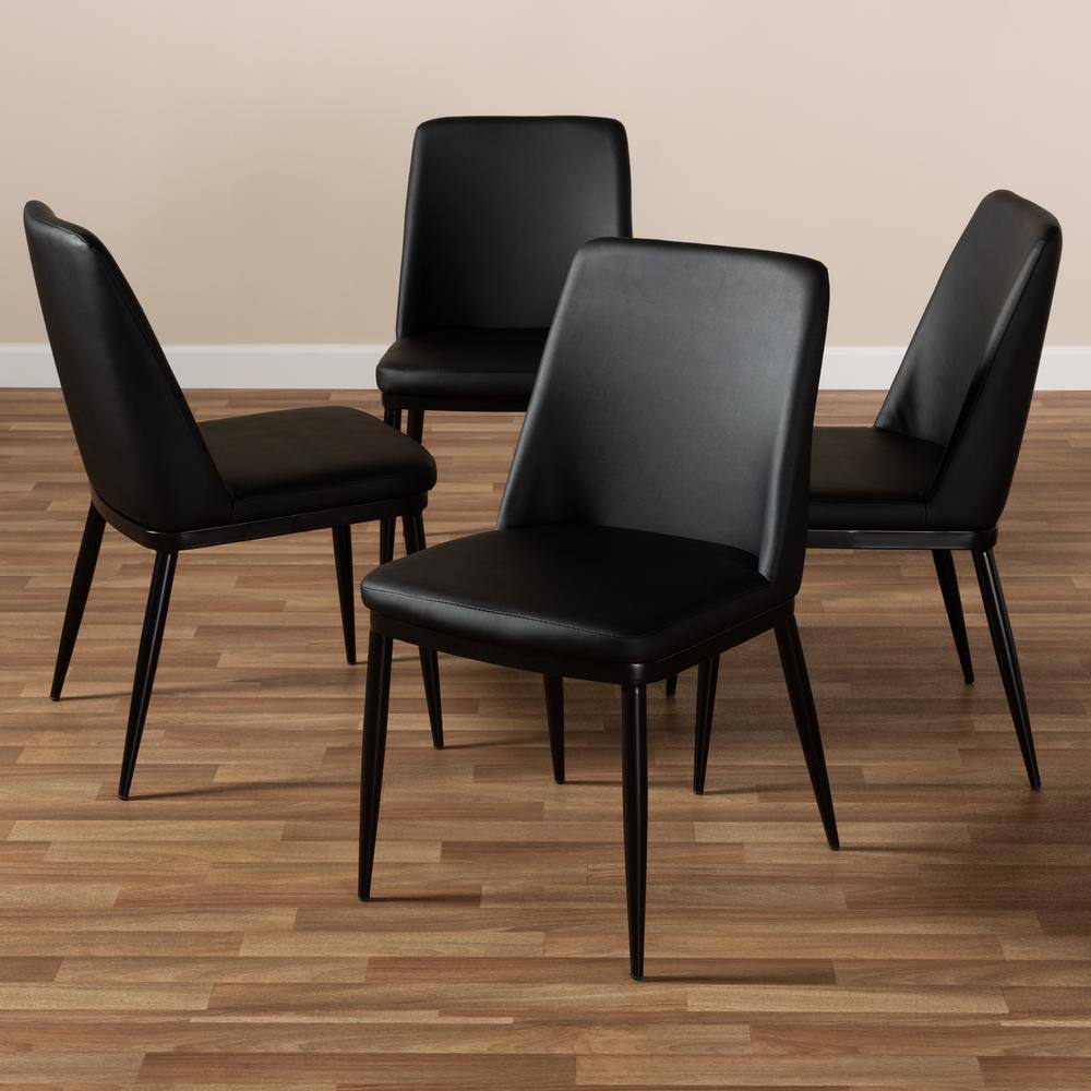 Darcell Black Faux Leather Upholstered Dining Chair Set