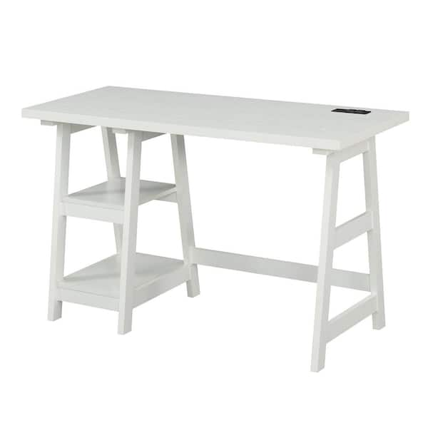 Convenience Concepts Designs2Go 47 in. Rectangular White MDF Writing Desk with Charging Station