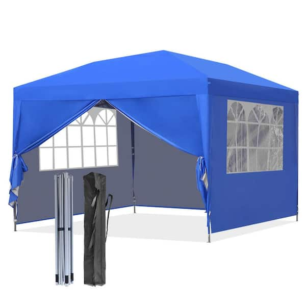 OVASTLKUY 10 ft. x 10 ft. Blue Outdoor Patio Canopy With Canopy Bag and ...