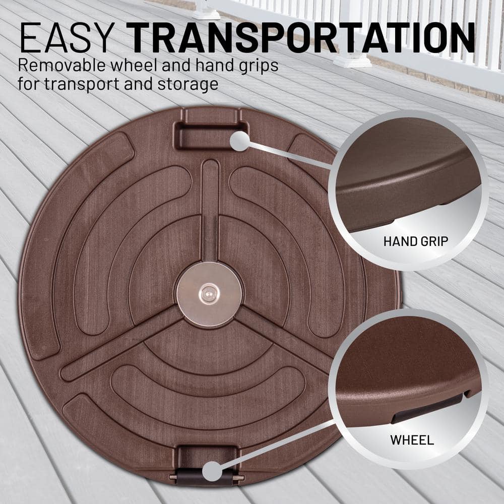 Bronze Heavy-Duty Fillable Umbrella Base with Wheels