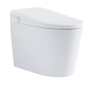 1-Piece 1.1/1.6 GPF Dual Flush Elongated Smart Toilet in Glossy White