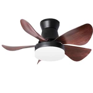 5 Blades 28 in. Modern Indoor/Outdoor Matte Black Ceiling Fan with LED Lights and Remote Included
