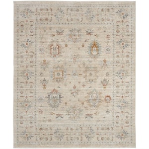Traditional Home Ivory Beige 5 ft. x 8 ft. Distressed Traditional Area Rug