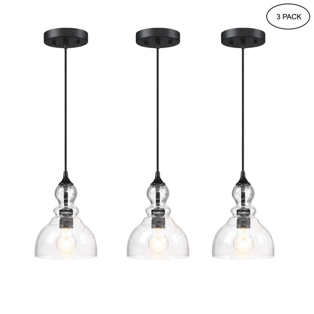 60 Watt 1-Light Dark Bronze Teardrop Pendant Light with Seeded Glass Shade and No Bulb included (3-Pack) price history on PriceWatchPro