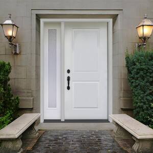 53 in. x 80 in. Element Series 2-Panel RHIS Primed White Steel Prehung Front Door with Single 14 in. Rain Glass Sidelite