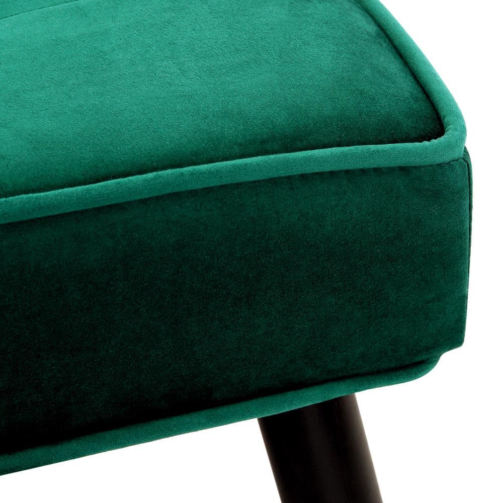 Kipp Black Velvet Upholstered Button Tufted Bench Ottoman