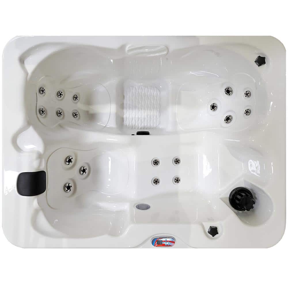 White Acrylic 3-Person Rectangle Hot Tub with 18 Jets
