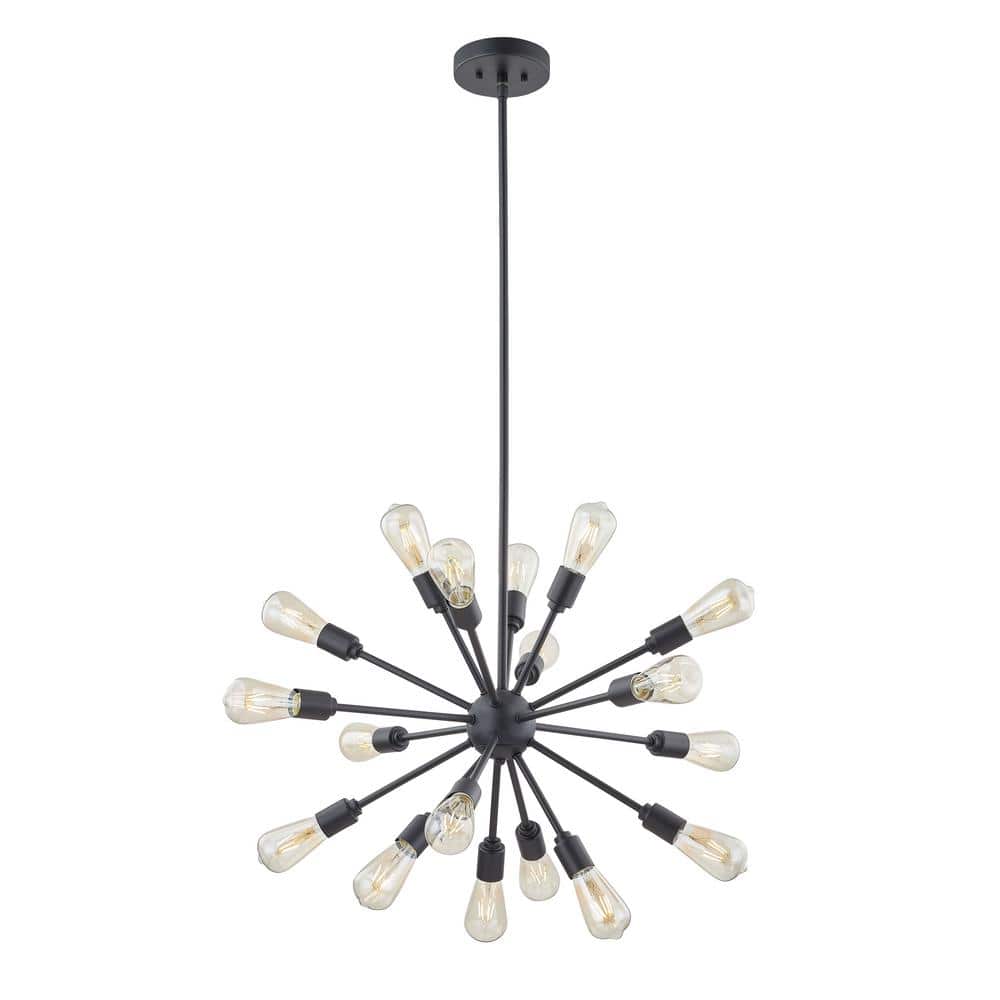 18-Light Matte Black Modern Sputnik Sphere Chandelier Indoor Lighting for F