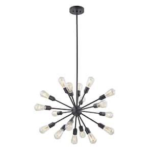18-Light Matte Black Modern Sputnik Sphere Chandelier Indoor Lighting for Foyer and Living Room