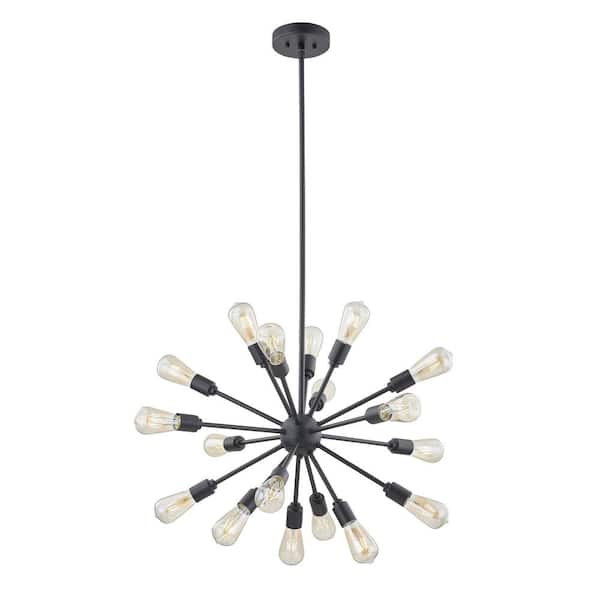 Dawn 18-Light Matte Black Modern Sputnik Sphere Chandelier Indoor Lighting for Foyer and Living Room