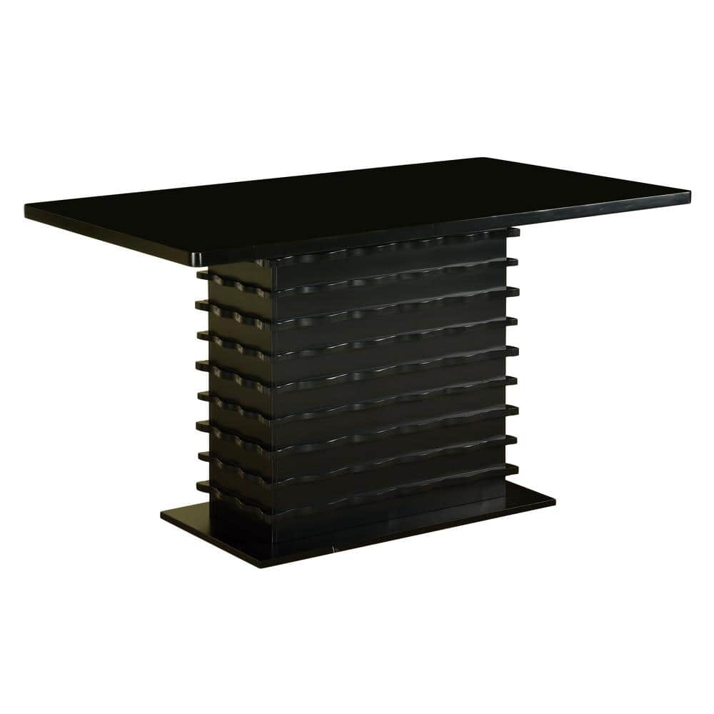 Signature Home Finish Black Material Wood Rectangular Dining Table ...