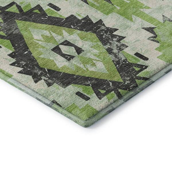Mayfield Premium Machine Washable Abstract AMF1878 Aloe 5 ft. x 7 ft. 6 in. Area Rug