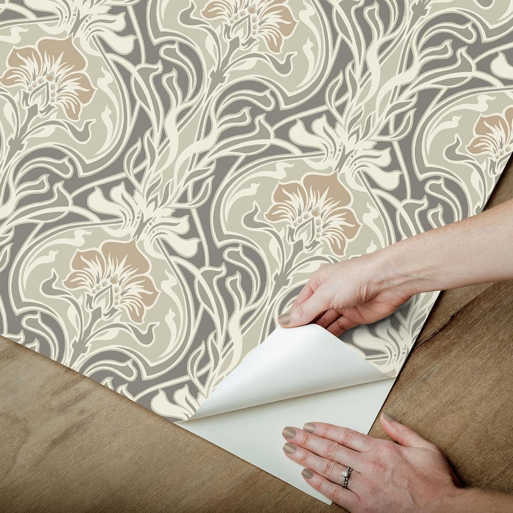 Fallon Brown and Gray Floral Peel and Stick Wallpaper