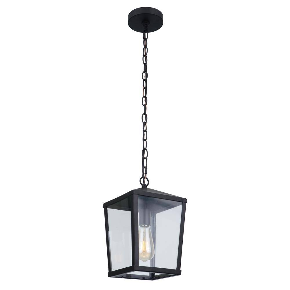 Midnight Black Glass 1-Light Outdoor Pendant