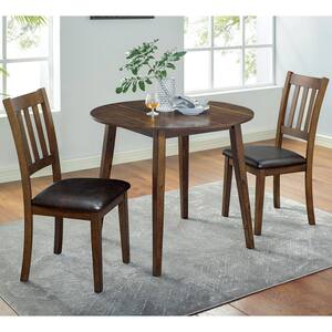 Hedgecrow 3-Piece Walnut and Dark Brown Dining Table Set