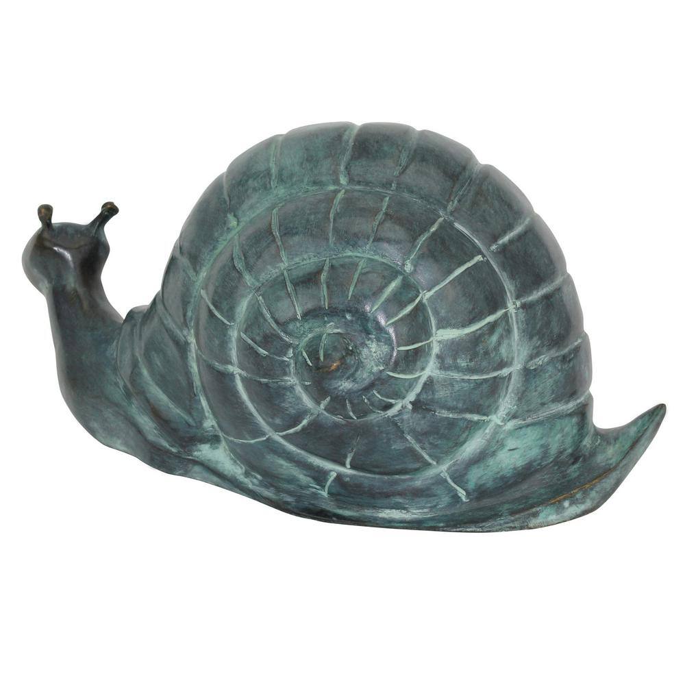 Large Bronze Snail Garden Statue with Emerald Patina
