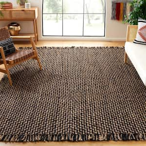 Natural Fiber Black/Beige 5 ft. x 8 ft. Woven Monochrome Area Rug